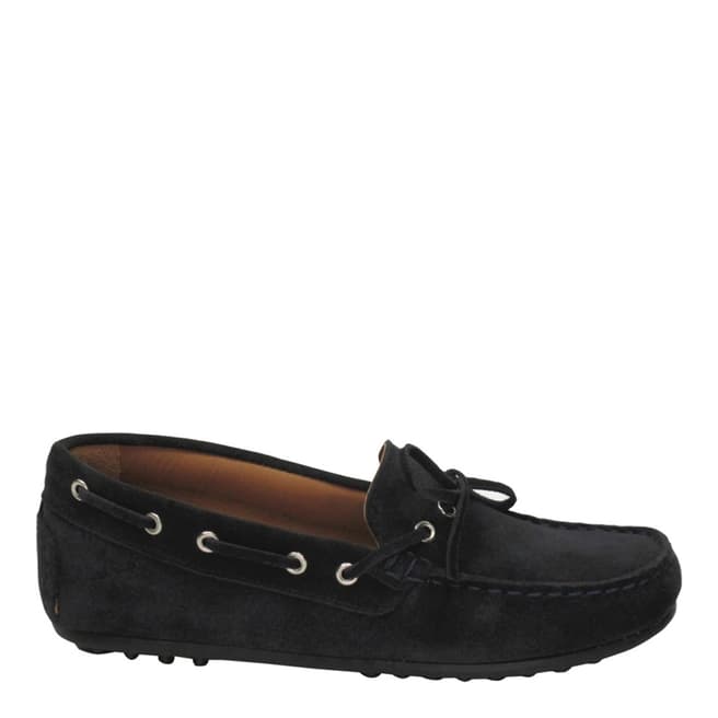 Navy Soft Suede Leather Moccasins - BrandAlley