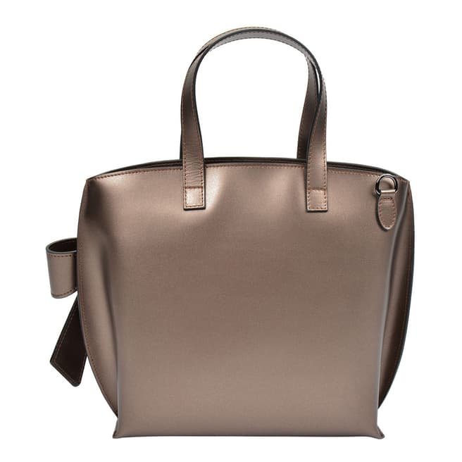 Bronze Leather Bow Tote Bag - BrandAlley