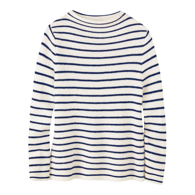 Navy/White Textured Stripe Sweater - BrandAlley
