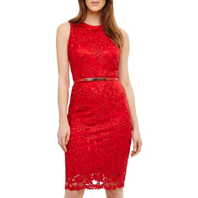 Red Alina Embroidered Dress - BrandAlley