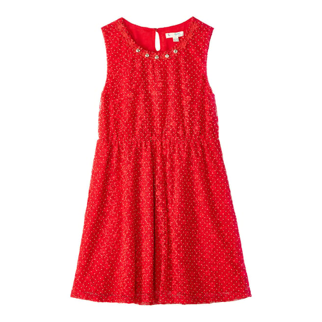 Red Gold Spot Lace Dress - BrandAlley
