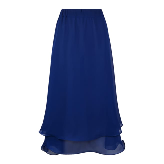 Royal Blue Wave Hem Midi Skirt - BrandAlley