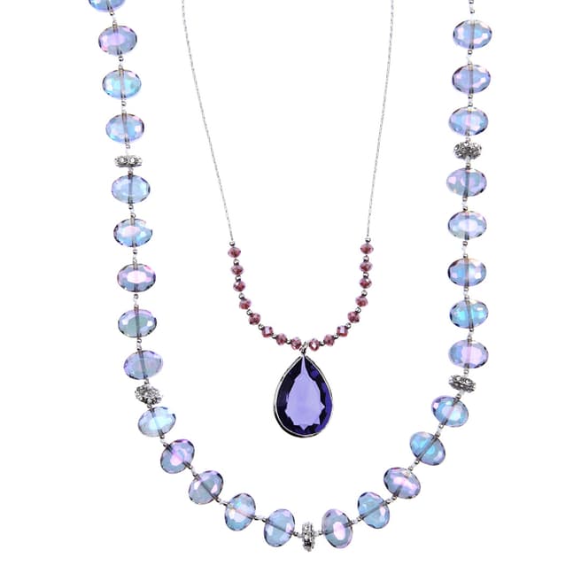 Purple/Blue Bead Double Strand Necklace - BrandAlley