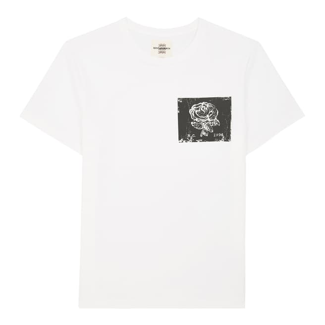 White Classic Rose Stamp T-Shirt - BrandAlley