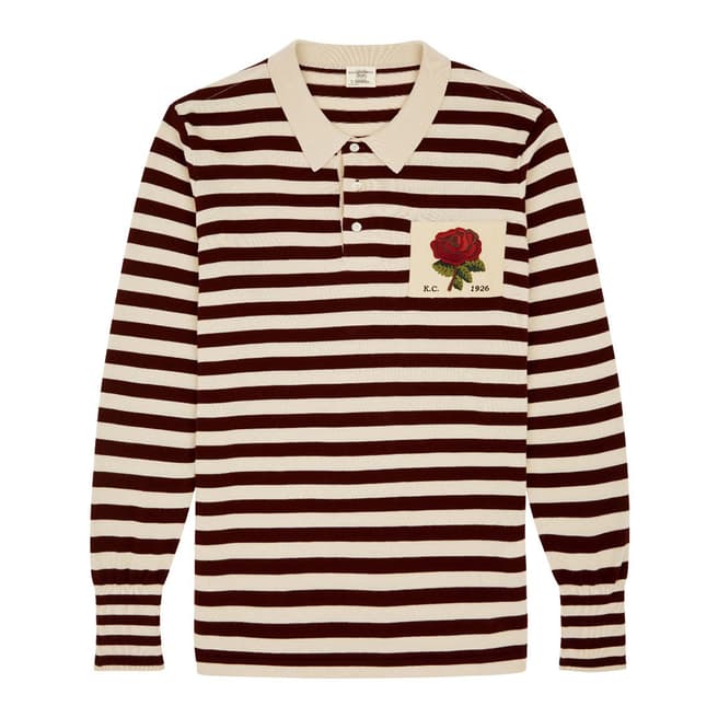 Cream/Burgundy Jagger Rugby Sweater - BrandAlley