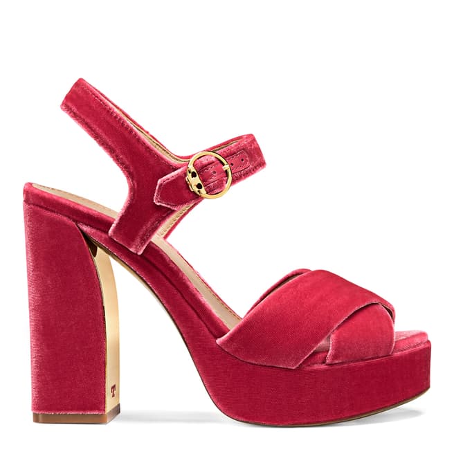 Jaipur Pink Velvet Loretta Platform Sandals - BrandAlley