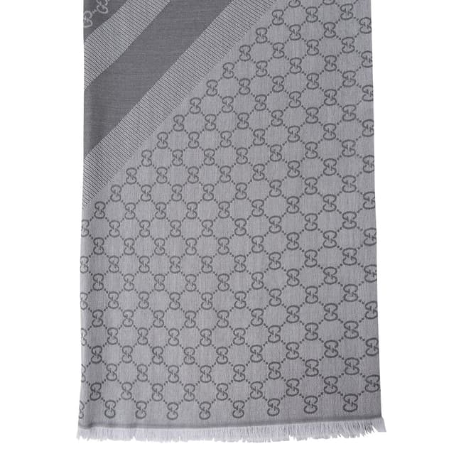 Charcoal Guccissima Silk/Wool Scarf - BrandAlley