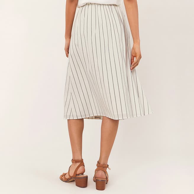 Natural Stripe Button Skirt - BrandAlley