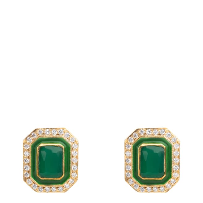 Green Agate Stud Earrings - BrandAlley