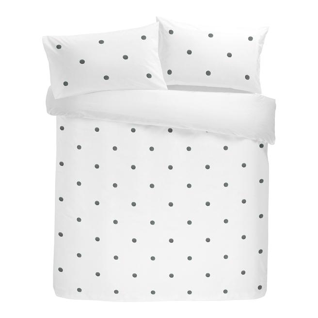 Dot Garden Double Duvet Cover Set, White/Slate BrandAlley