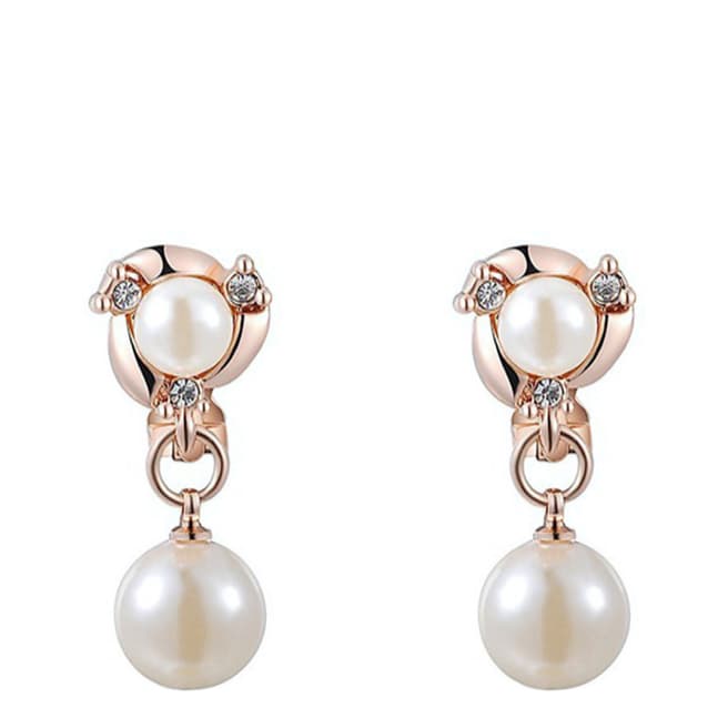 Double Pearl Clip Earrings with Swarovski Crystals - BrandAlley