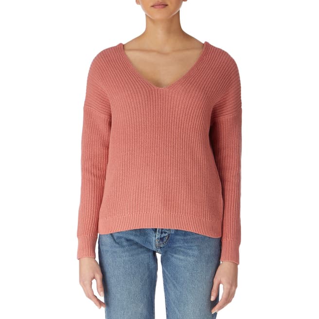 Soft Red Lace Up Cotton/Wool Blend Jumper - BrandAlley