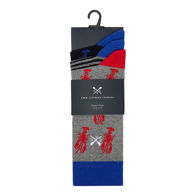 Red/Blue Lobster 3 Pack Mixed Socks - BrandAlley