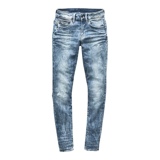 Blue Distressed Zip Skinny Stretch Jeans - BrandAlley