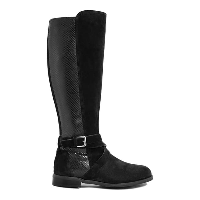 Black Suede Knee High Riding Boot - BrandAlley