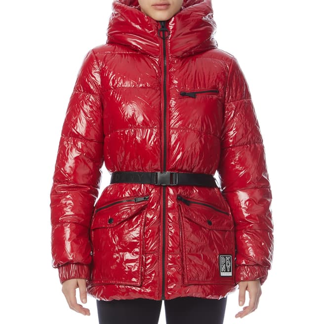 Red Belted Puffer Jacket - BrandAlley