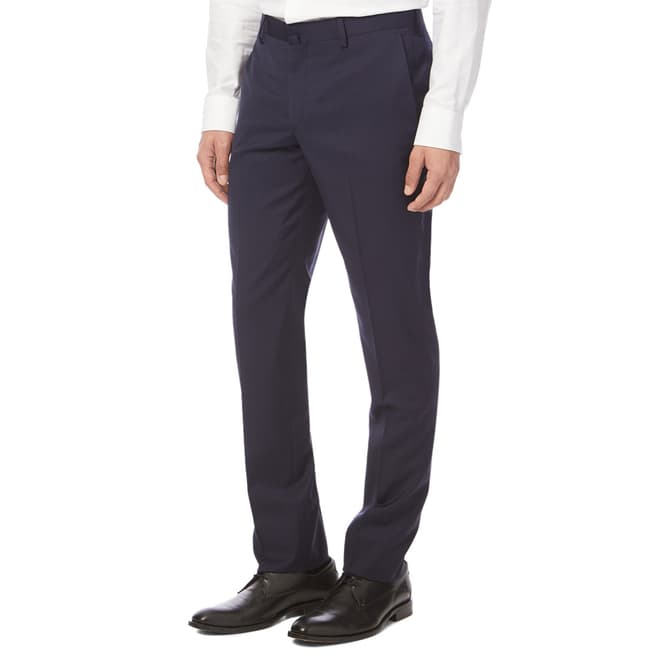 Navy Twill Wool Suit Trousers - BrandAlley