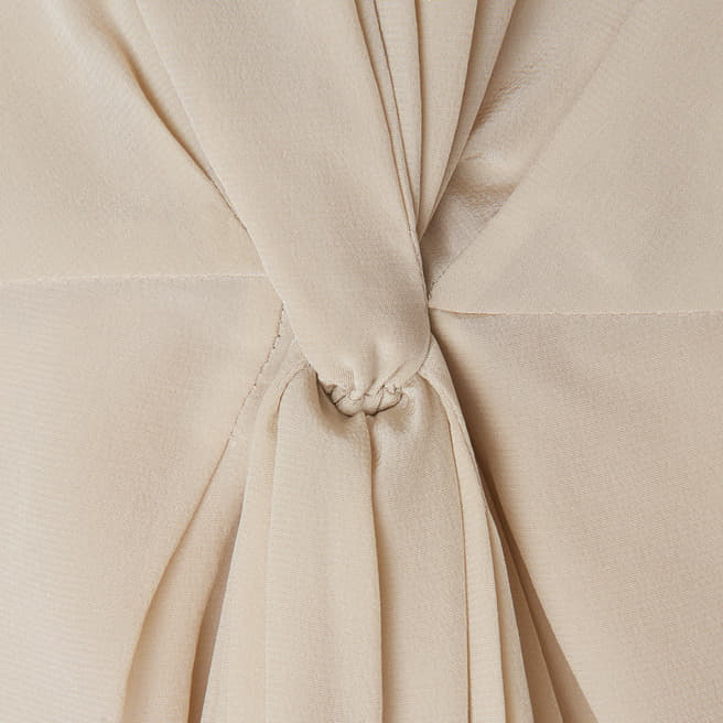Cream Milas Twisted Front Silk Dress - BrandAlley