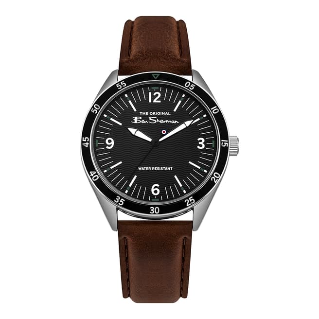 Brown Leather Black Dial Watch - BrandAlley