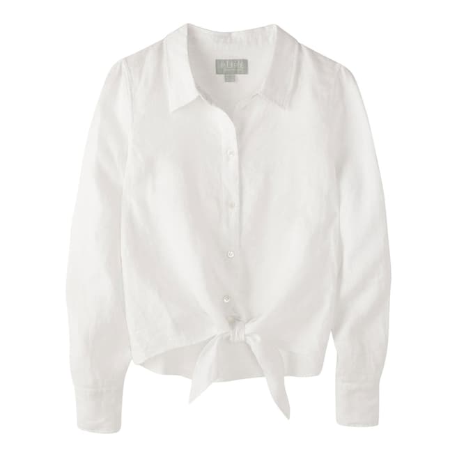 White Linen Tie Hem Shirt - BrandAlley
