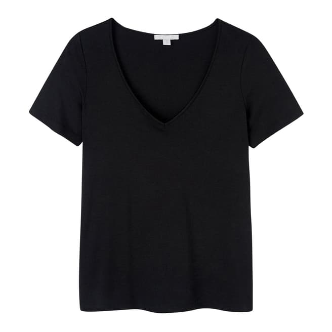 Black Soft Jersey V Neck T-Shirt - BrandAlley
