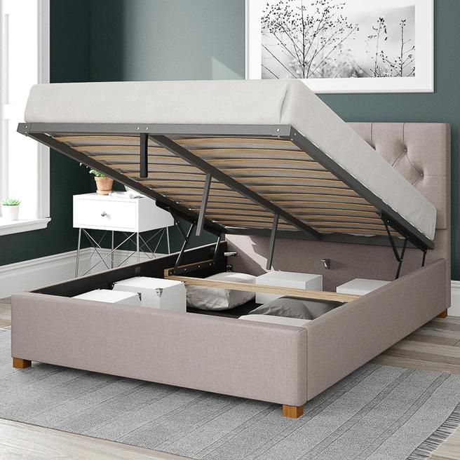 Olivier Eire Linen Double Ottoman Bed, Off White BrandAlley