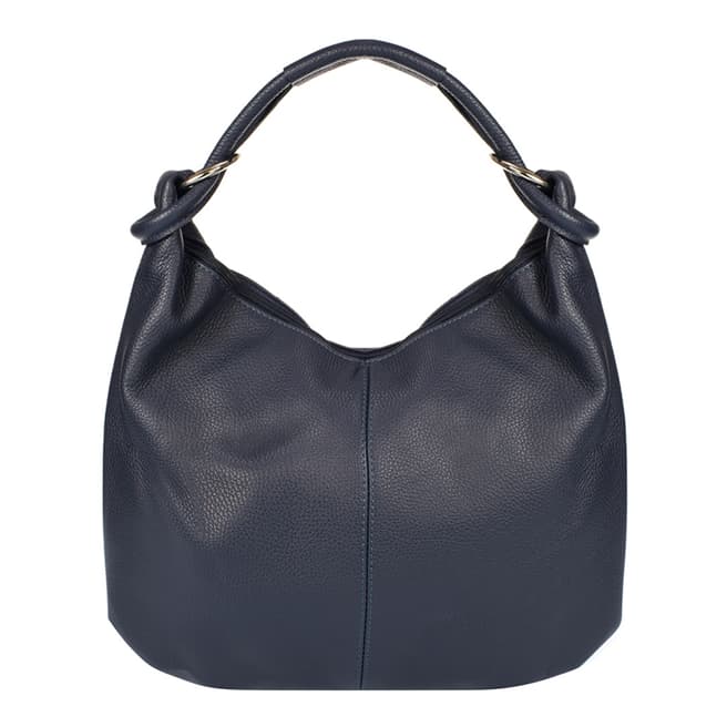 Dark Blue Leather Top Handle Bag - BrandAlley