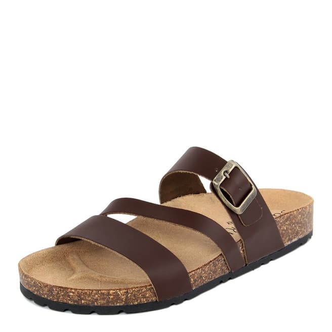 Brown Double Strap Footbed Sandal - BrandAlley