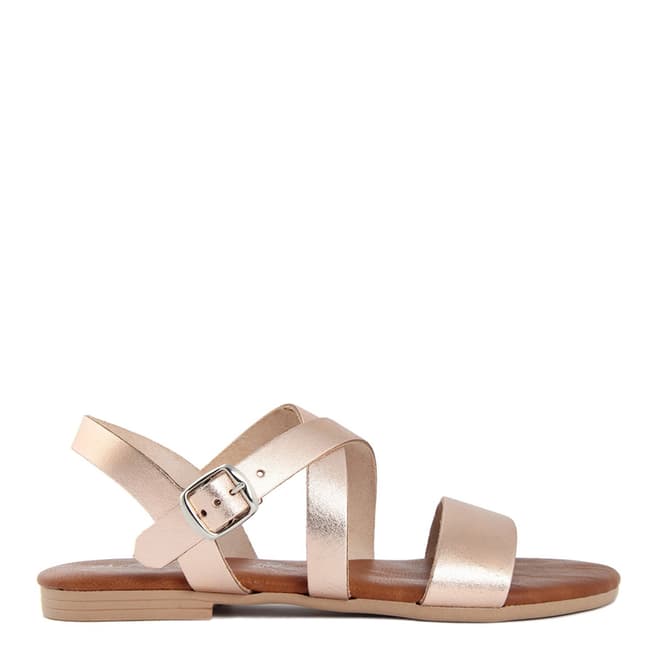 Rose Gold Leather Gladiator Style Sandals - BrandAlley