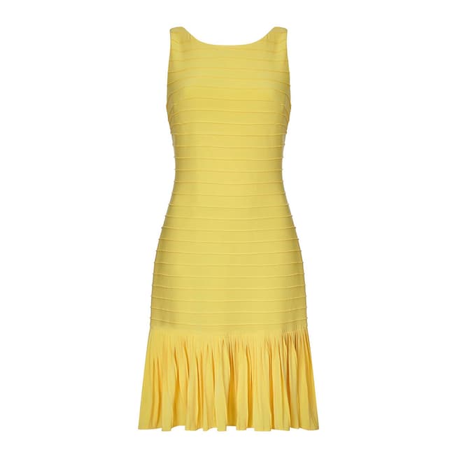 Yellow Pintuck Flounce Dress - BrandAlley