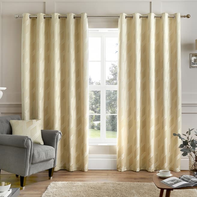 Natural Houston Pair of Eyelet Curtains 117x137cm - BrandAlley