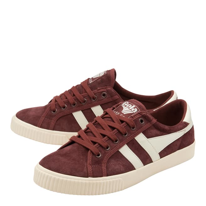 Burgundy & Off White Tennis Mark Cox Suede Trainers - BrandAlley