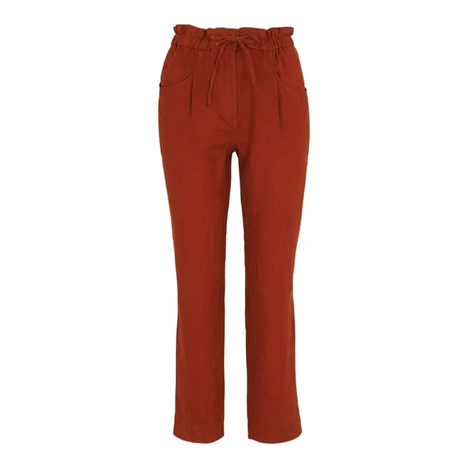 Red Leanora Linen Trousers - BrandAlley