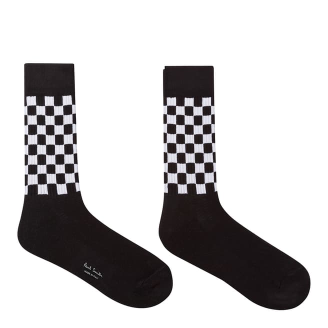 Black Check Ribbed Socks - BrandAlley