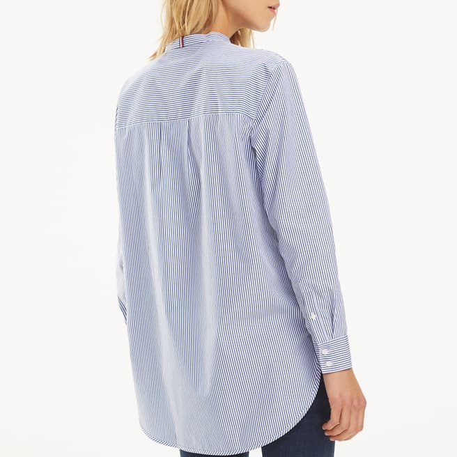 Blue Stripe Girlfriend Cotton Shirt - BrandAlley