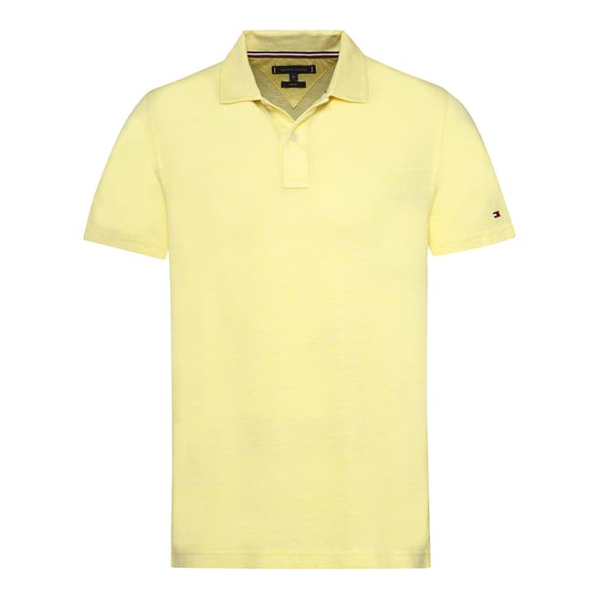 Yellow Linen Blend Slim Polo Shirt - BrandAlley