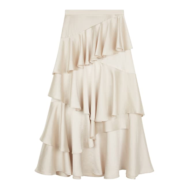 Champagne Long Tiered Ruffled Skirt - BrandAlley