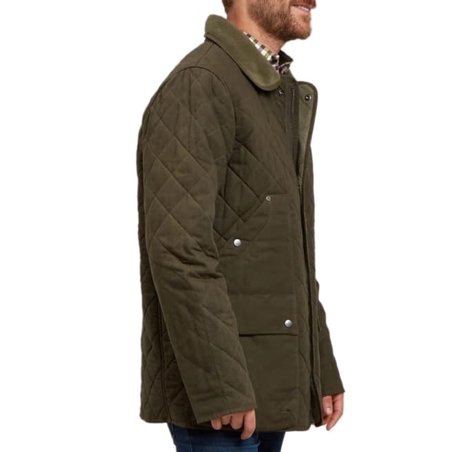 Men's Green Quilted Wax Country Jacket - BrandAlley