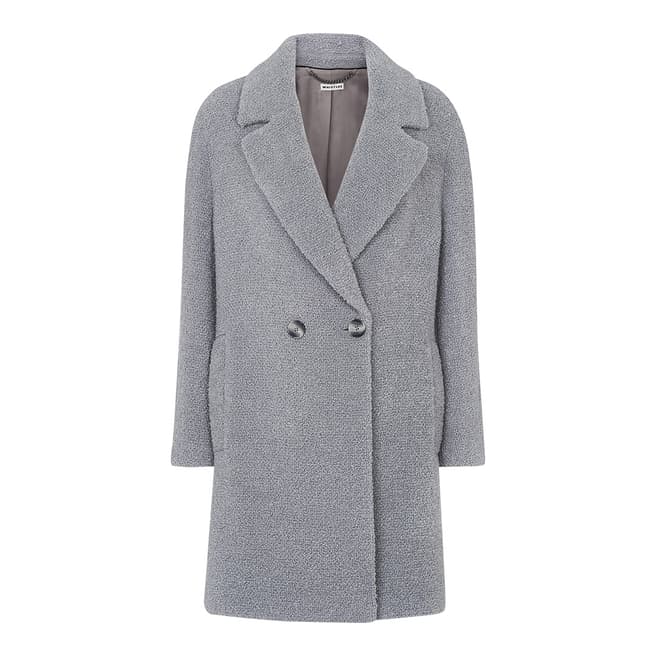 Grey Boucle Textured Wool Blend Coat - BrandAlley