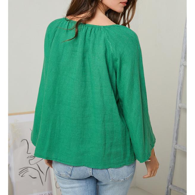 Green Tie Neck Linen Top BrandAlley