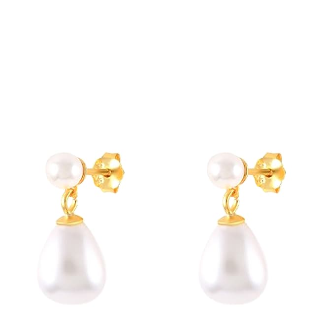Gold Plated Pearl Drop Swarovski Earrings - BrandAlley