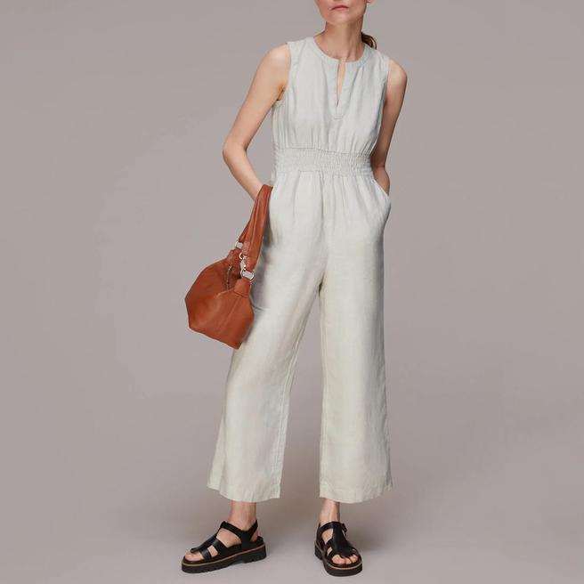 Cream Melanie Linen Jumpsuit BrandAlley