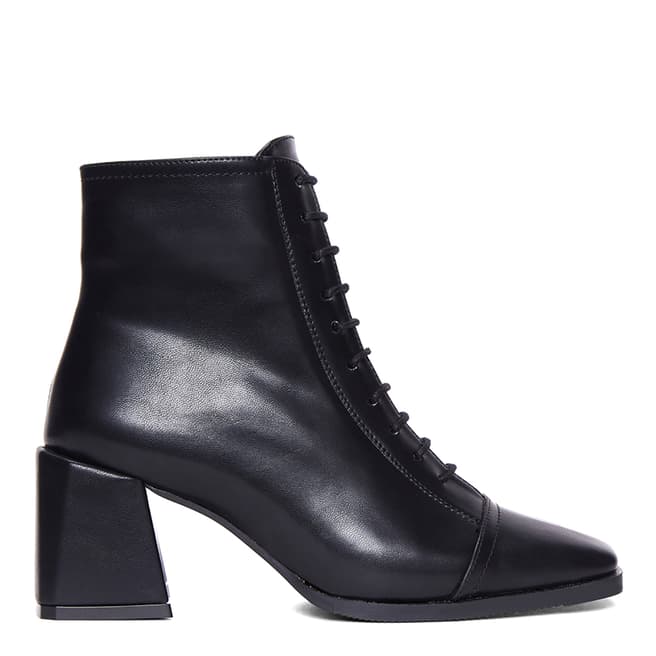 Black Square Toe Lace-up Ankle Boots - BrandAlley