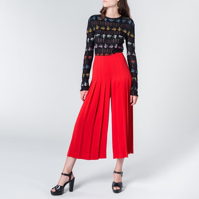 Red Pleated Triacetate Maxi Skirt - BrandAlley