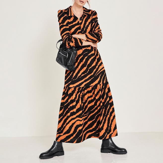 Black/Orange Zebra Kirsty Shirt Dress BrandAlley