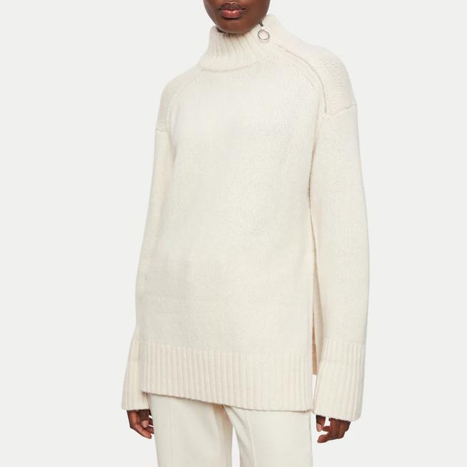 Cream Zip Collar Lambswool Jumper BrandAlley