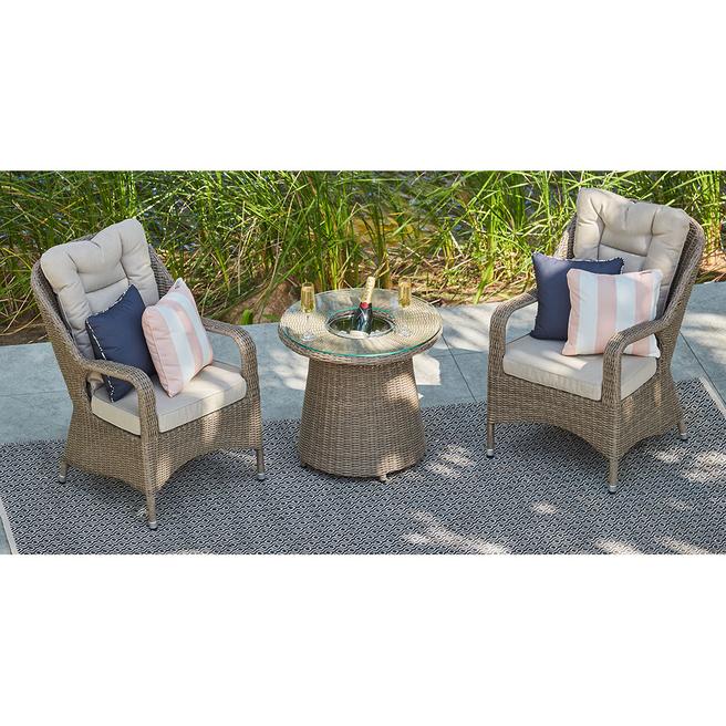 Eton Bistro Set with Side Table, Natural BrandAlley