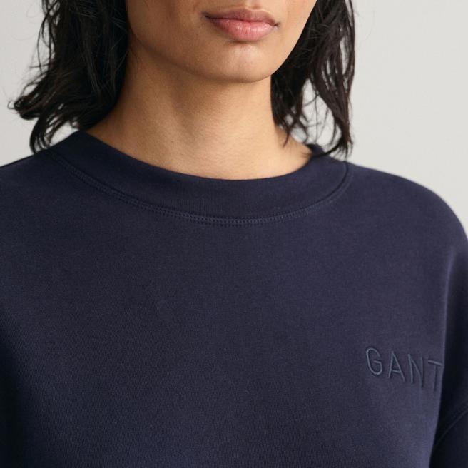 Navy Embroidered Logo Cotton Sweatshirt - BrandAlley