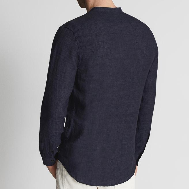 Navy Ocean Linen Shirt - BrandAlley