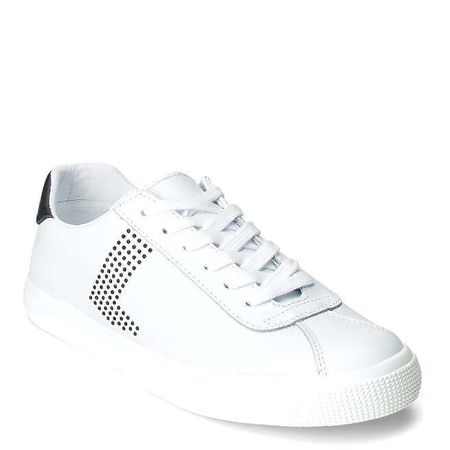 White/Black Leather Pattern Trainers - BrandAlley